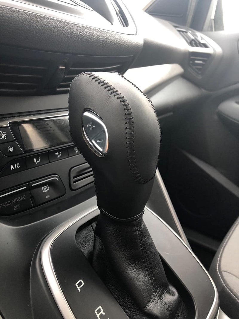 ACTOOLE Black Leather Gear Shift Knob Cover for Ford Focus 2012 2013 2014 2015 2016/ Ford Fiesta 2014 2015 2016 / Ford Fusion S/Fusion SE 2013 2014 2015 2016 / Fusion Gear Shift Cover/Accessories for Ford - Image 3